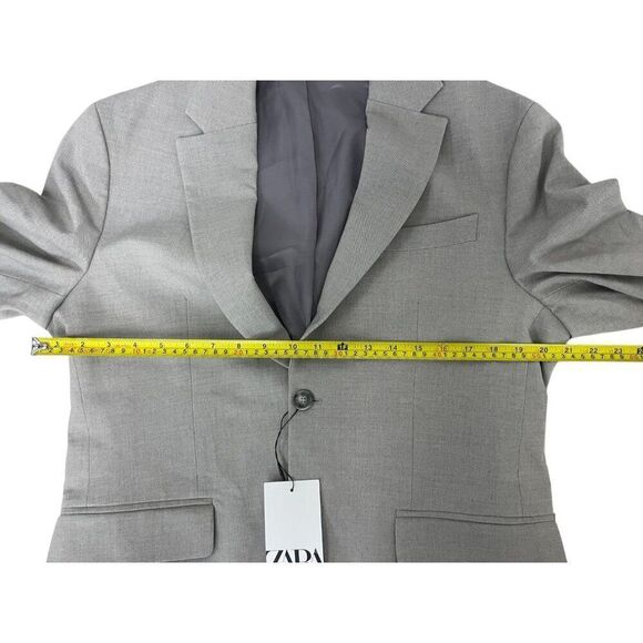 Zara Men Suit Jacket Blazer EU 48 US 38 Stone Gray wool double vest 5337/252 NWT - Picture 11 of 14